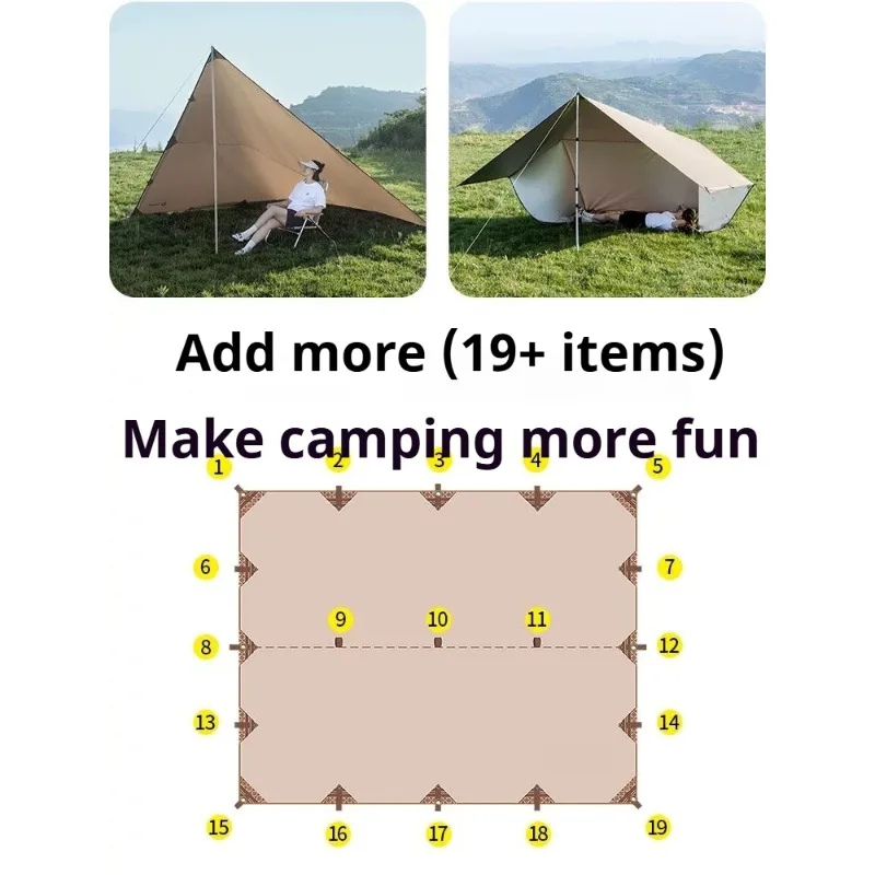 Portable Foldable Car Awning Oxford Cloth Lightweight Beach Shelter Shade Thickened Rectangle Rainproof Outdoor Camping Supplies