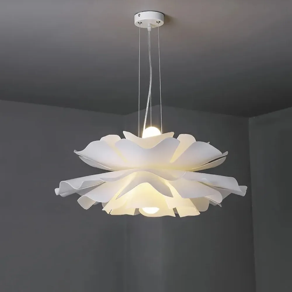 

Nordic Chandeliers Cream Wind Loft Living Room LED Acrylic Pendant Lamps Home Decor Ceiling Design Lotus Shape Lighting Fixtures