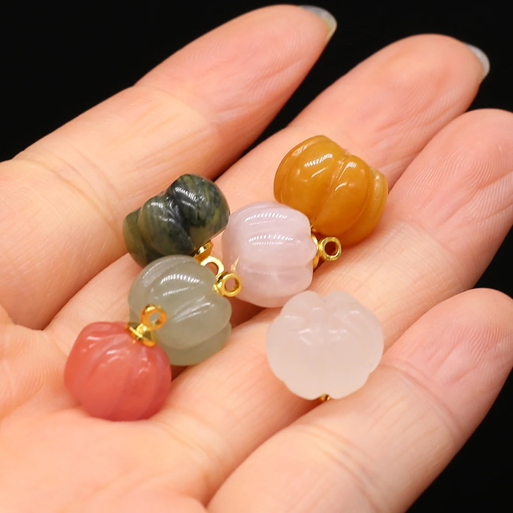 5 teile/los 13x13mm Naturstein Achat Rosenquarz Anhänger Charms Mini Kürbis Charms für Schmuck Machen DIY Halskette Ohrringe – Detail 9