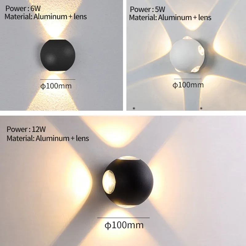 ไฟ LED ติดผนังในร่มและกลางแจ้ง 2W 4W 5W 6W 12W AC85-265V เหมาะสําหรับบ้าน, สวน, ทางเดินห้องนอน