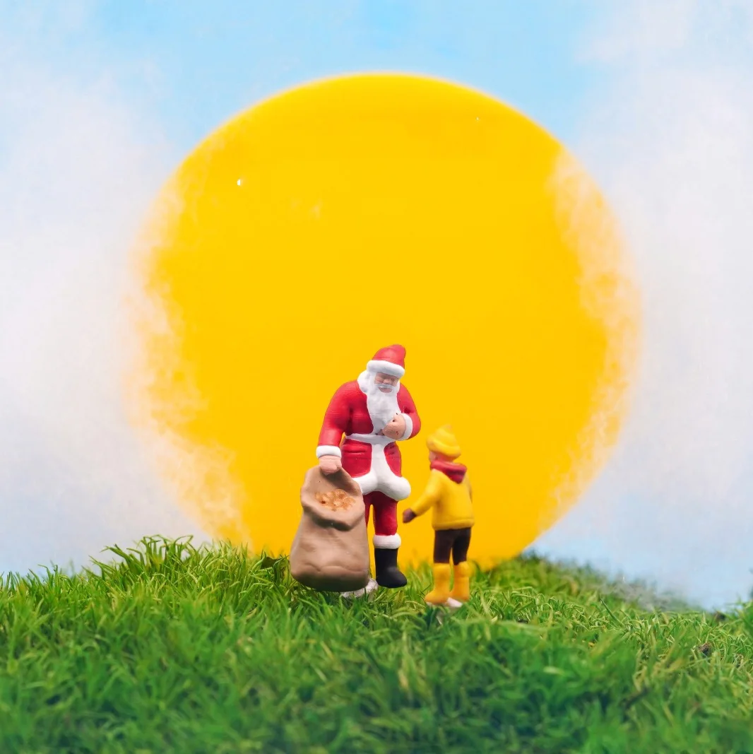 Diorama de resina 1/64 papai noel figuras em miniatura carro brinquedo 1/87 minifiguras modelo natal diy figura brinquedos colecionáveis