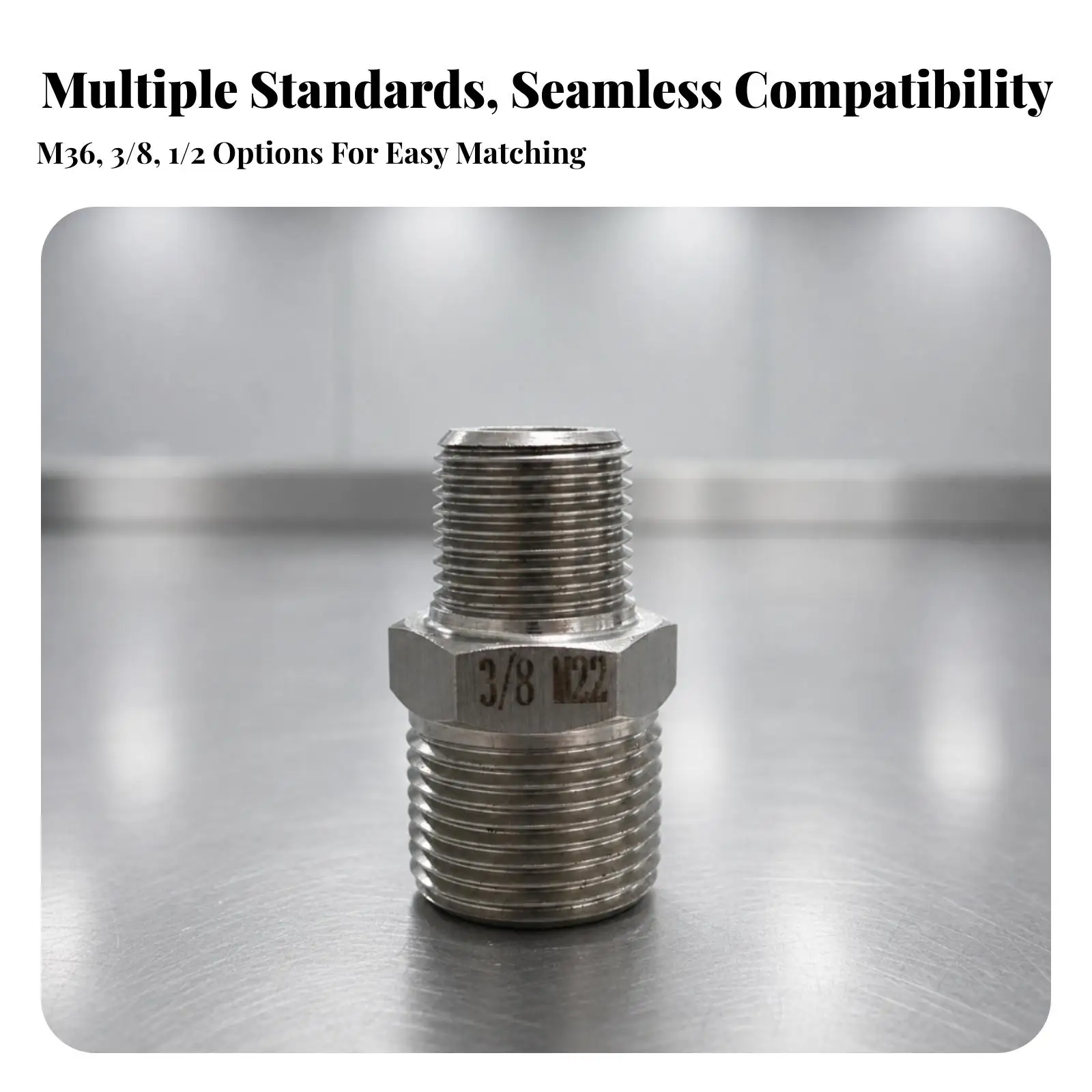 Compact Stainless Steel Hex Adapter for High Pressure Nozzle Fitting Plumbing Workshop Essential