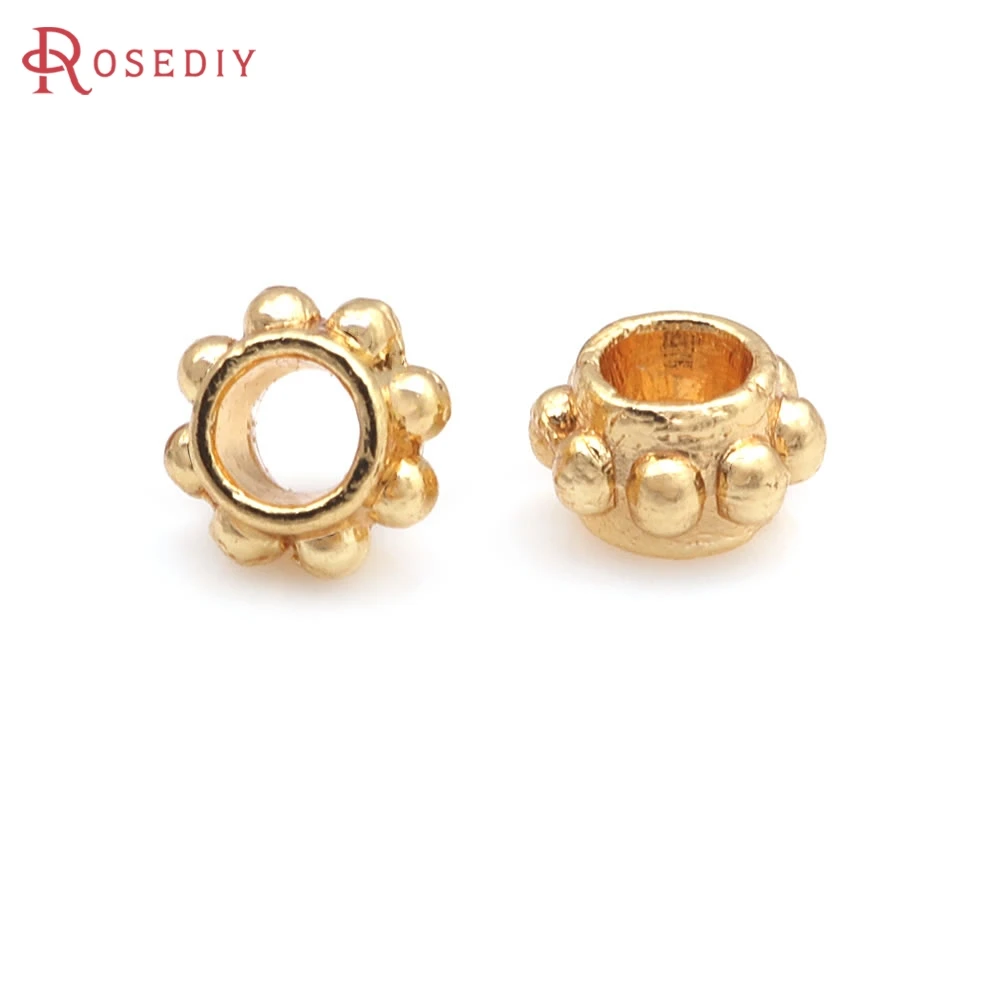18K Gold Color Brass Round Spacer Beads Bracelet Beads High Quality Jewelry Making Supplies Earrings Accessories Materials