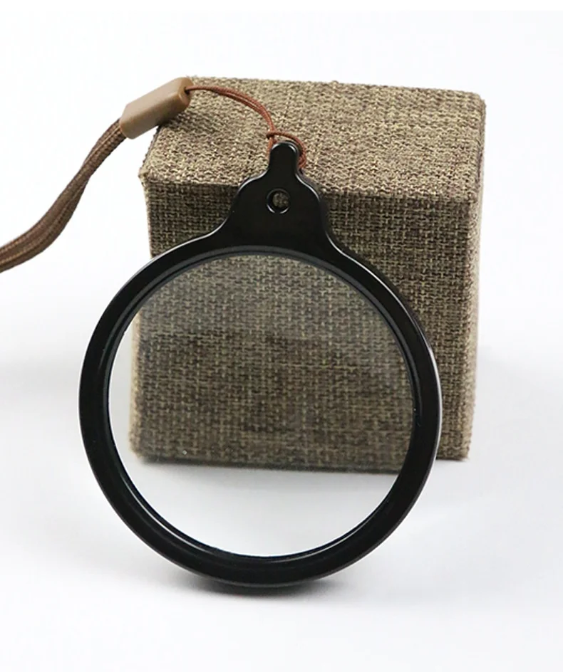 Portable 5X Magnifier Strap with 60mm Diameter Magnifying Glass Lens Pendant Necklace for Elderly Reading, Curry Rope