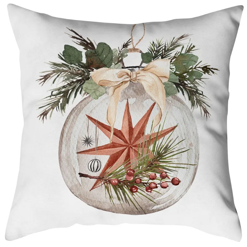 عيد الميلاد رمي وسادة يغطي ، مزرعة شجرة عيد الميلاد ثلج الشتاء أكياسها لقضاء عطلة المنزل مدرب أريكة 45x45 سنتيمتر مجموعة من 4 #3