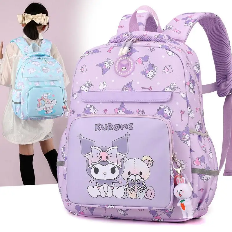 

Sanrio Student Spinal Protection Schoolbag Kuromi My Melody Children Kawaii Cartoon High Capacity Backpack Waterproof Light New