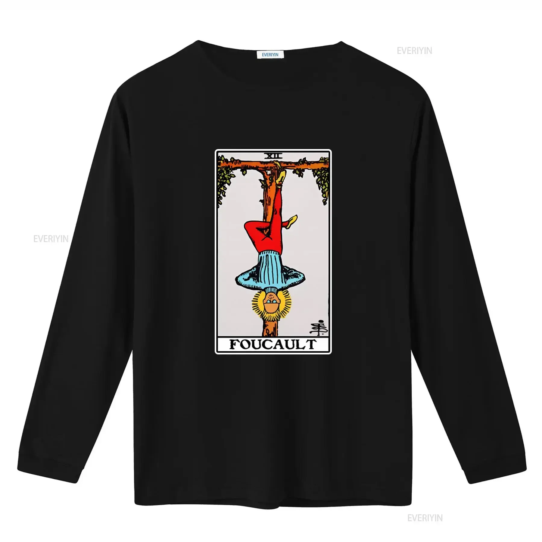 Foucault Hanged Man Tarot Philosophy Print T Shirt vintage Washed Unisex fashion Versatile streetwear Comfortable