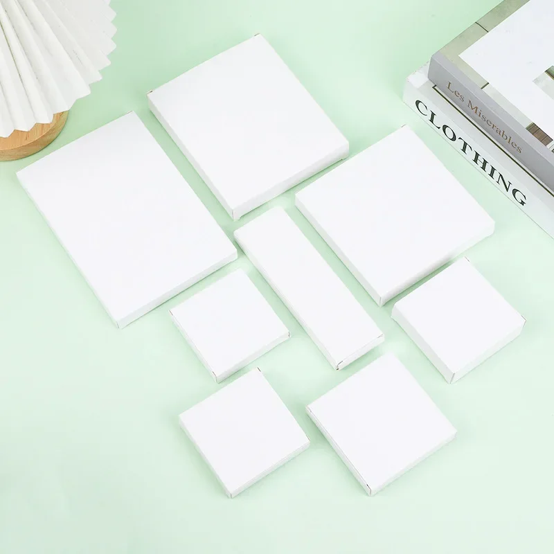 50pcs/lot Small White Cardpaper Boxes Wholesale Neutral Flat White Cardboard flat Folding White Packaging Box