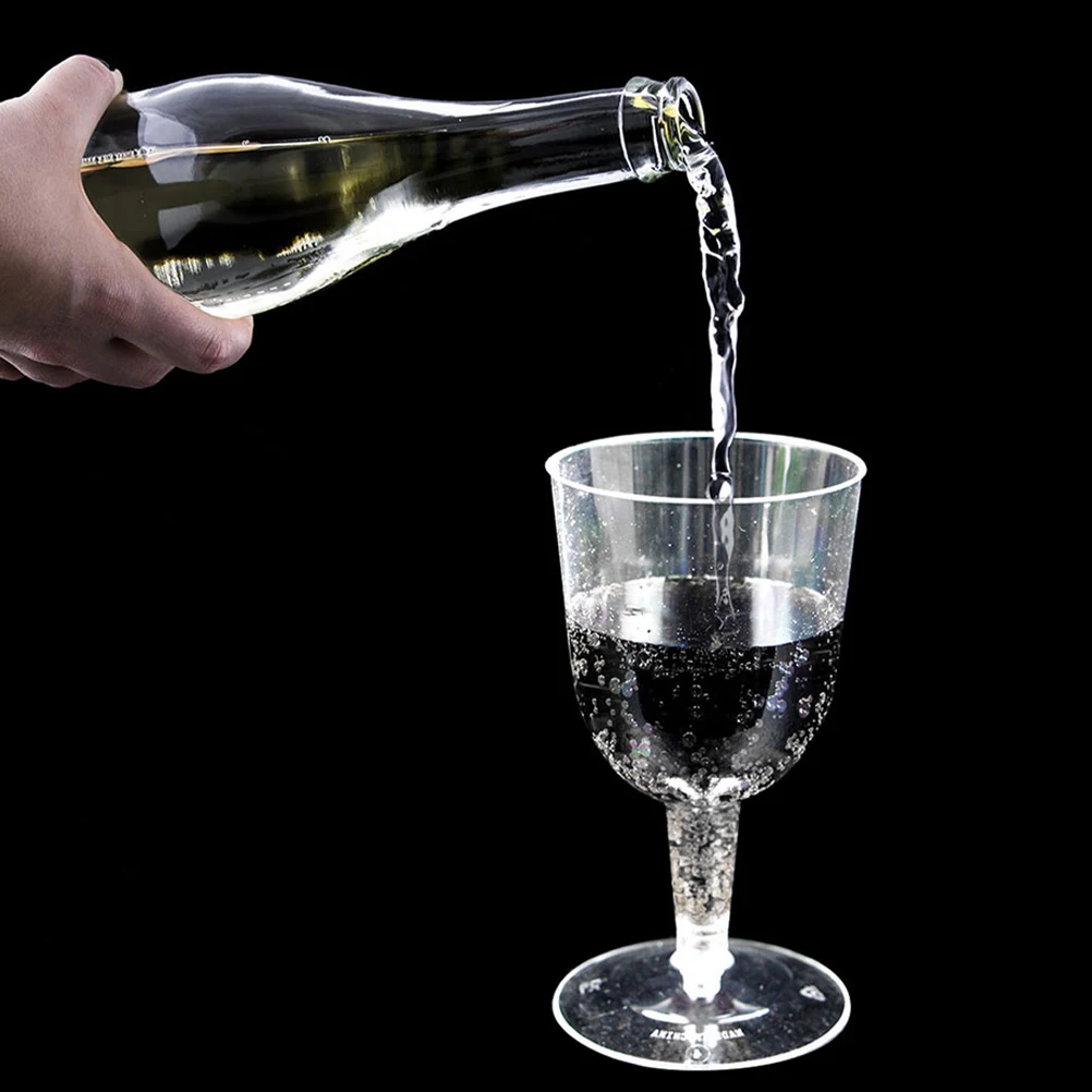 

6pcs Red Wine Glasses Set 160Ml Plastic Stemmed Shatterproof Detachable Base Clear Party Cups For Wedding Picnic Home Use