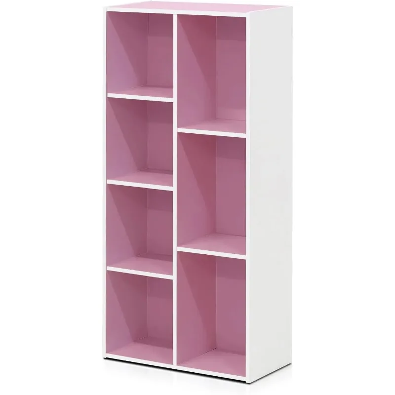 

White/Pink 11048WH/PI 7-Cube Reversible Open Shelf,
