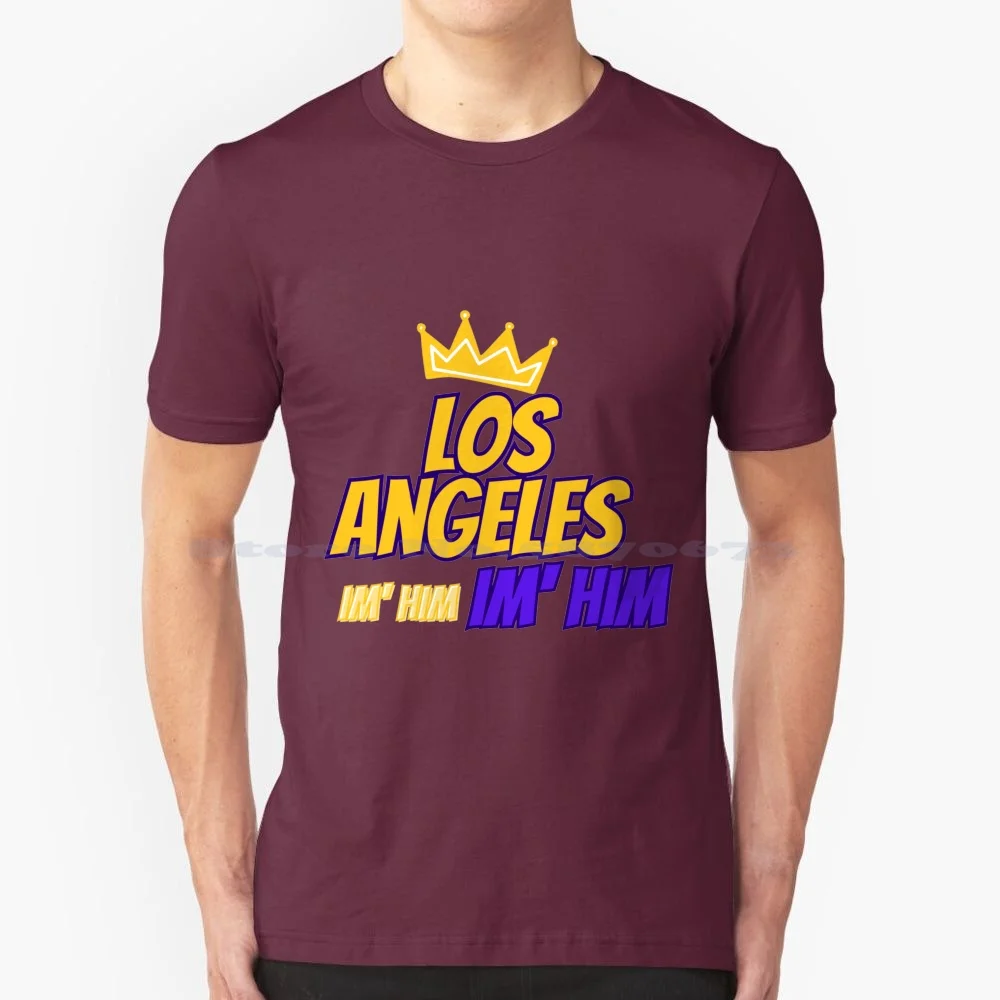 Los Angeles I'M Him I'M Him T Shirt 100% Cotton Tee Basketball Purple And Gold James Anthony Davis Magic Johnson Shaquille