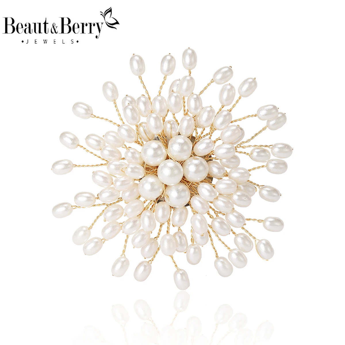 Beaut&Berry Luxury Pearl Flower Brooches for Women Unisex Dress Skirt Pins Party Banquet Accessories Gifts