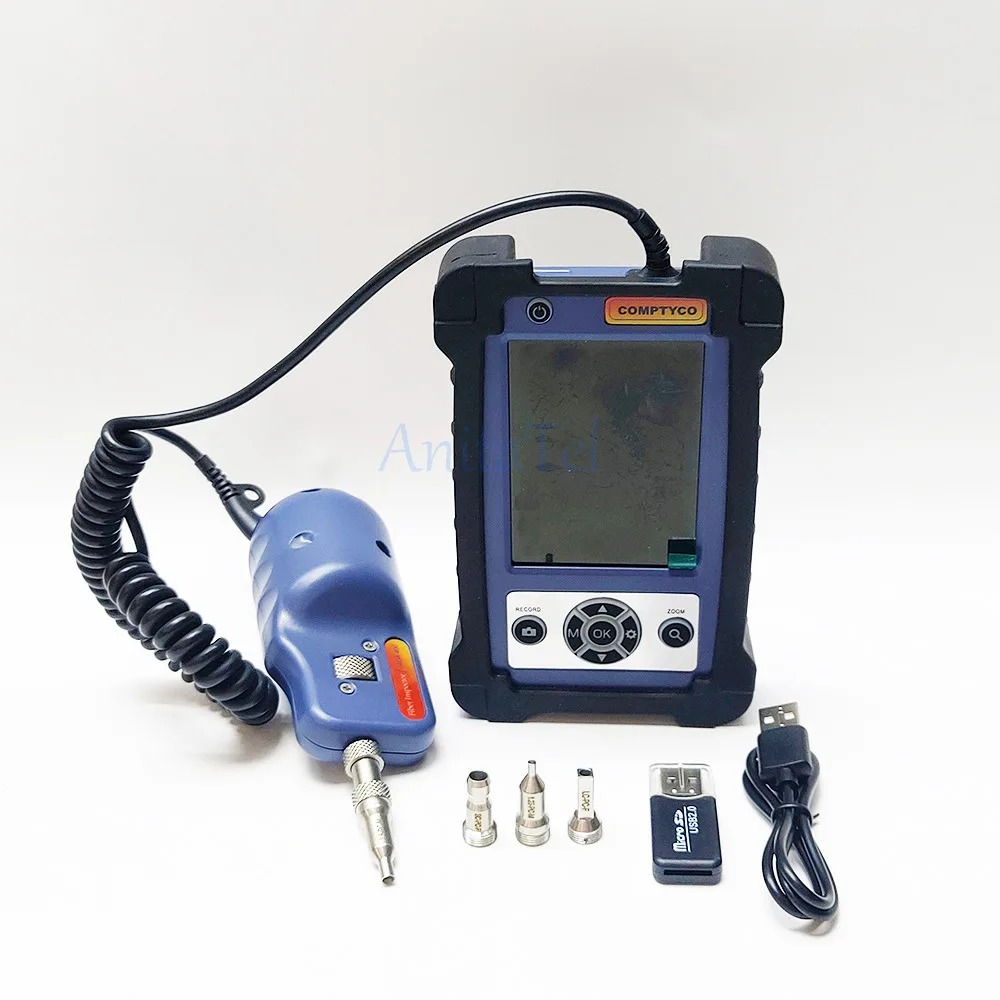 AUA-400 Optic Inspection Microscope Probe Fiber Inspector With LCD ,Monitor Support UPC/APC Adapter, 3.5 
