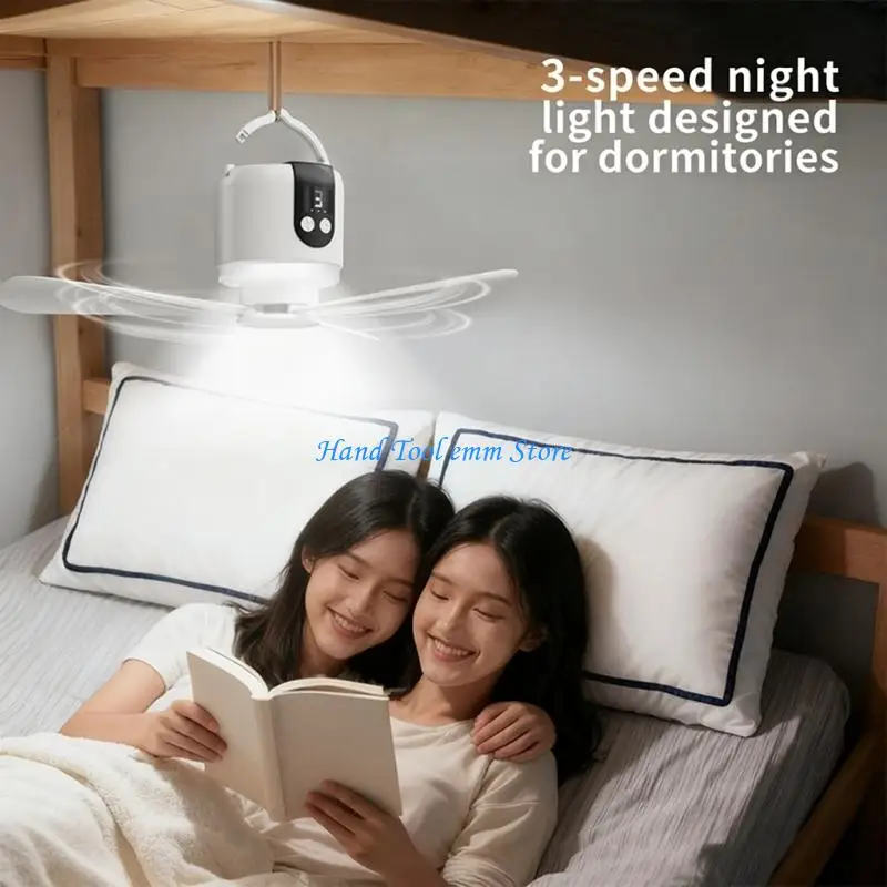 H37F Portable 16.5Inch Camping Fan With 15600mAh Battery Remote Control 3 Speed Setting LED Light For Tent   Garage Fan