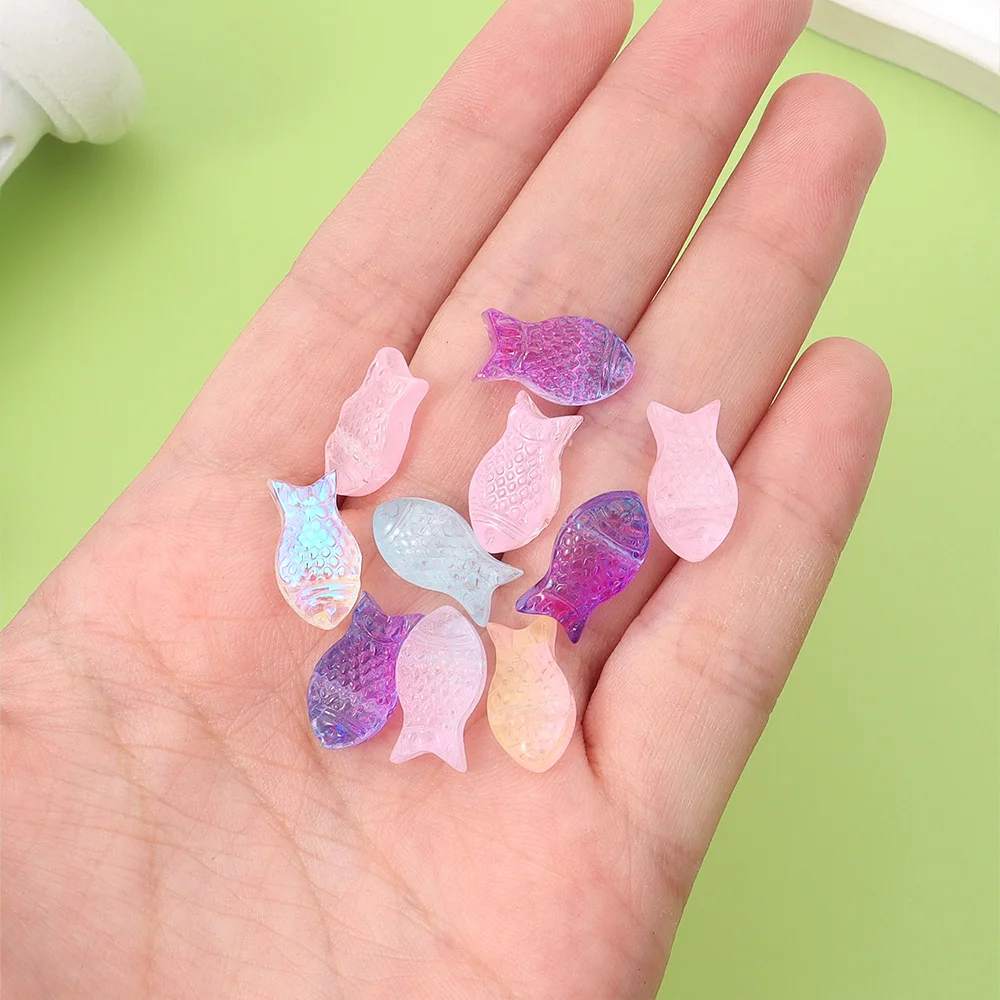 4/11/20pcs Multi-color Glass Fish Shaped Beads,Beads & Bead Assortmentscan DIY Bracelets,Necklaces,Summer Decoration Accessories