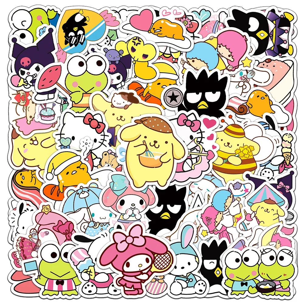 

10/30/50pcs Kawaii Sanrio My Melody Hello Kitty Stickers for Kid Cute Graffiti Stationery Diary Car Vinyl Anime Decoration Decal