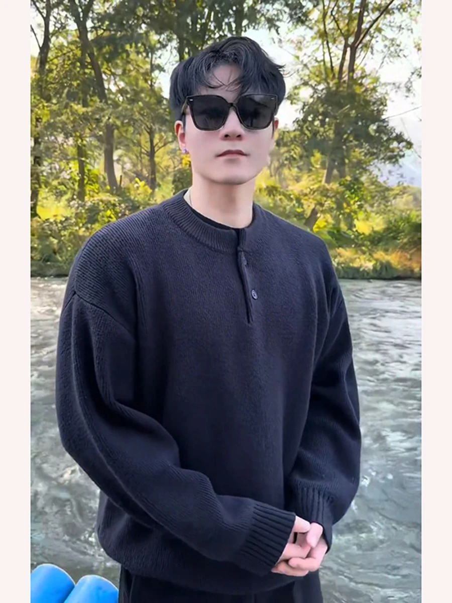 

Мужской зимний повседневный трикотажный джемпер Bla Henry с воротником, свободный крой, базовый слой, комфортный, в стиле кэжуал, премиум-класс, из полиэфирного волокна