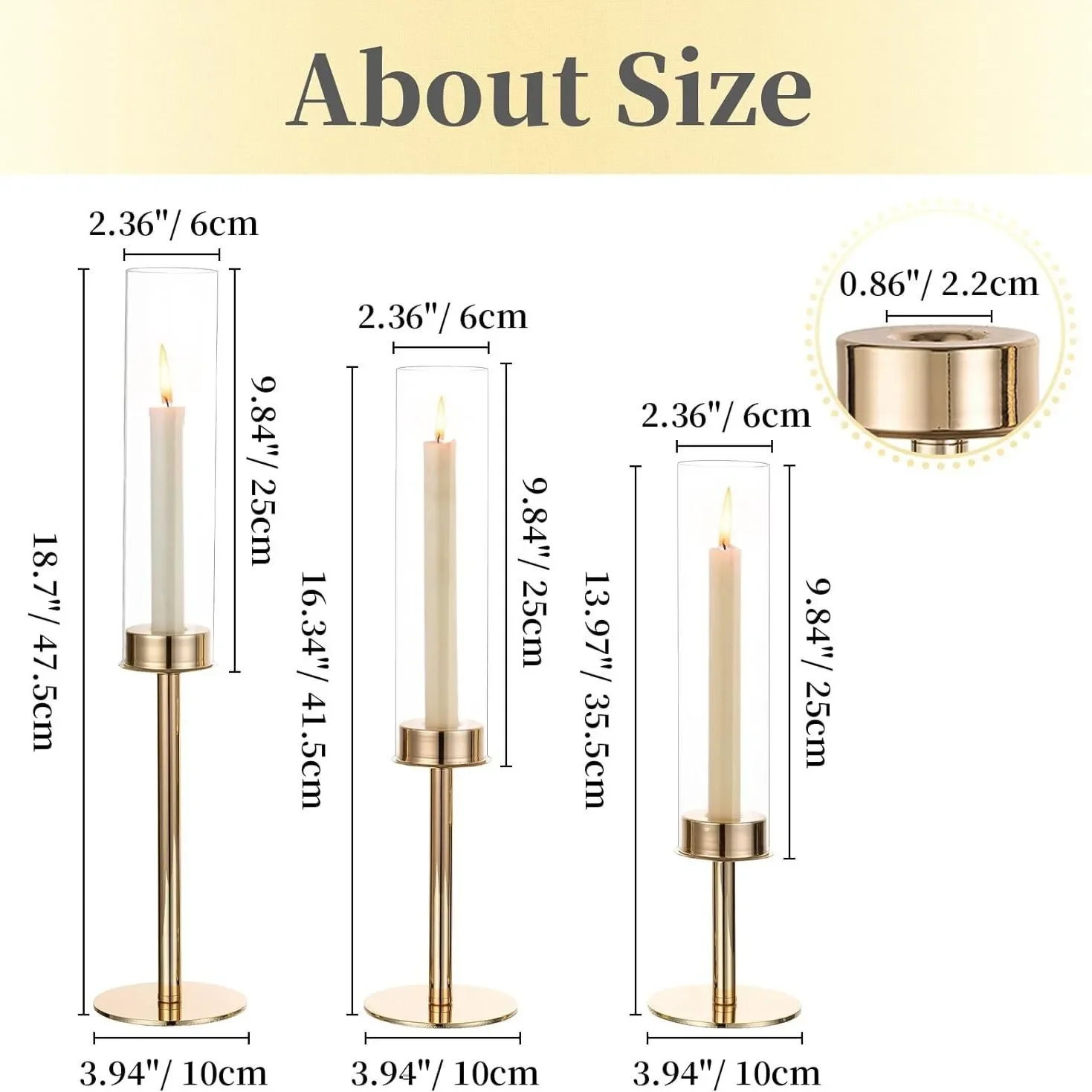 3pcs Candle Holder for Wedding: Gold Candlestick Holders for Table Centerpieces -Glass Candle Stick Holder Bulk for Party Event