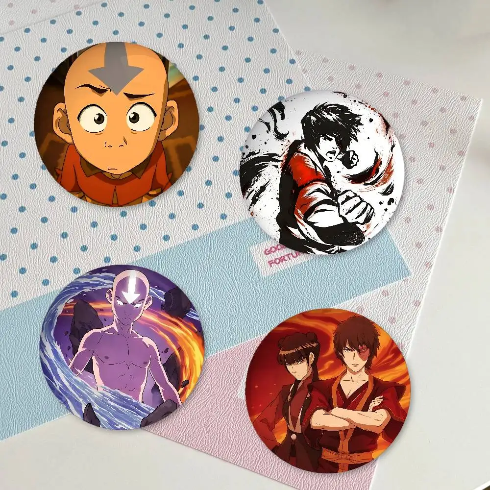 A-Avatar The Last A-Airbender Premium Tinplate Round Lapel Pins: Cute Badge Brooches For Shoulder Bag Accessories Souvenir Gifts