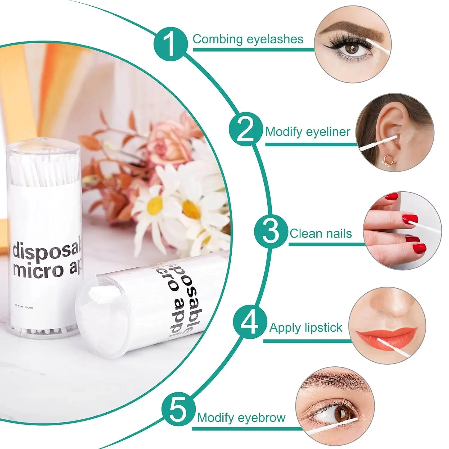Micro escova descartável para remoção de cílios, cotonete, microbrush, varinhas de rímel, aplicador de extensão de cílios, ferramentas de pincéis de maquiagem