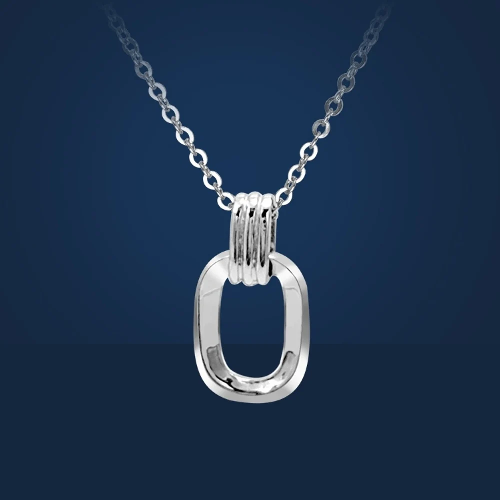 Real Pure Platinum 950 Chain Women Lucky Hollow Square Pendant O Link Necklace 3.7g