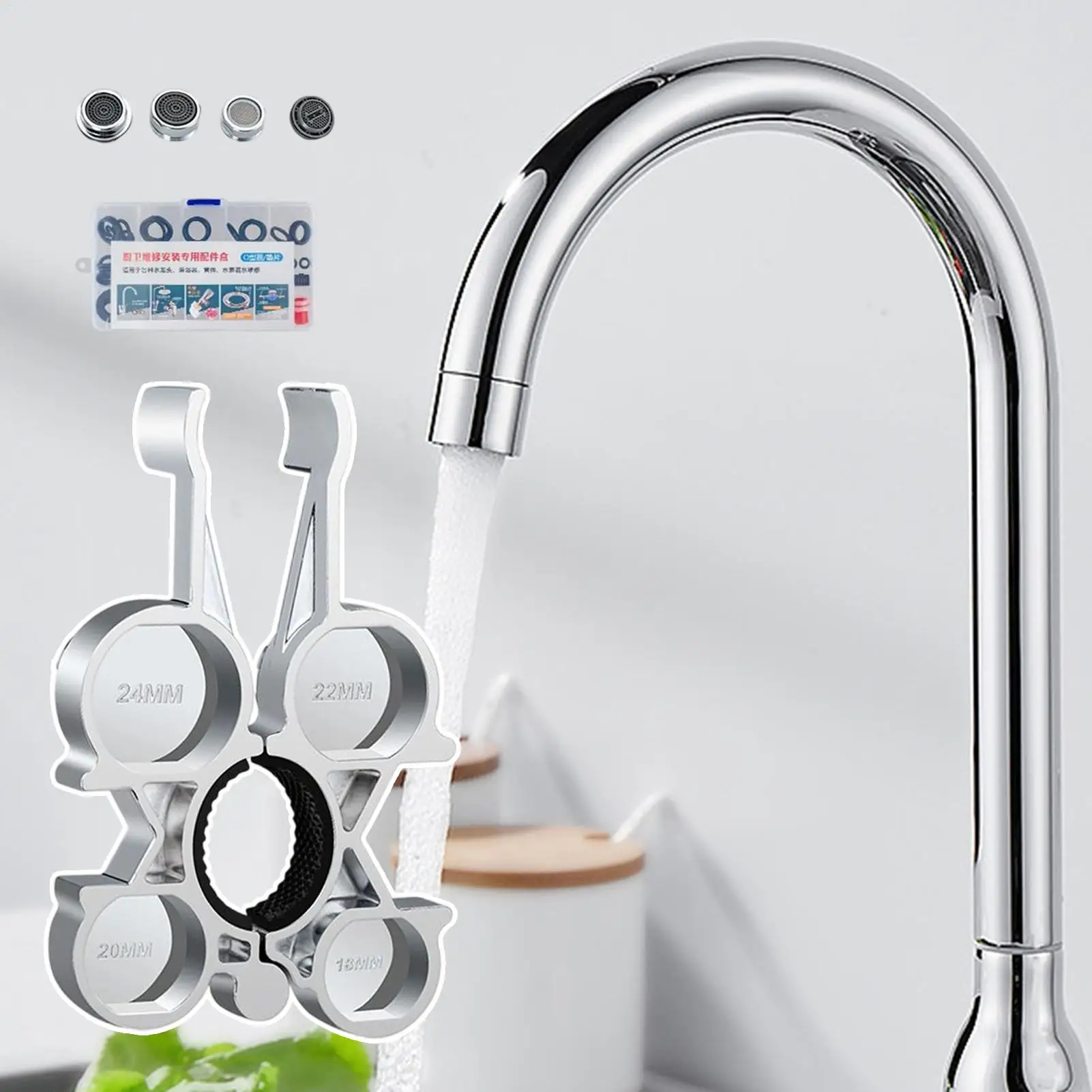 Aerator Key For Sink Faucet 12-in-1 Rustproof Metal Kitchen Fixtures Sink Faucet Aerator Removal Tool For Bathroom Kitchen Hotel