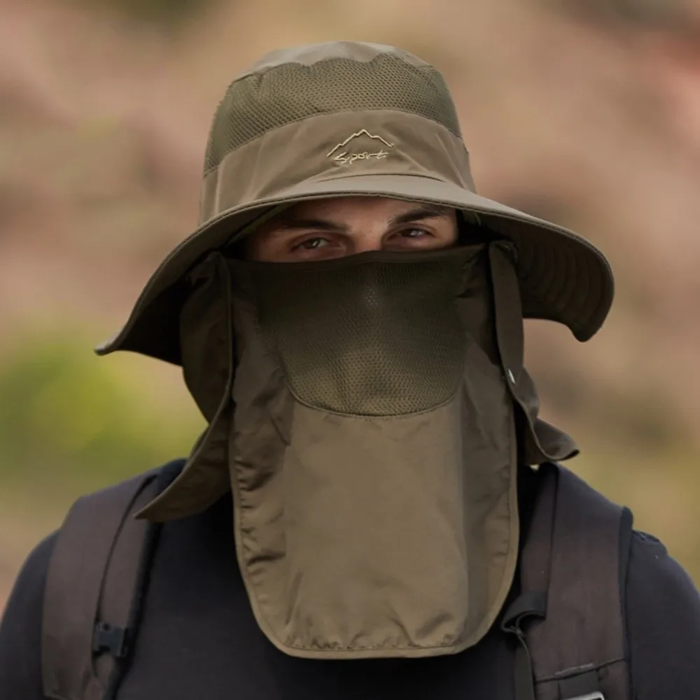 

UV Protection Summer Fisherman Cap Removable Neck Flap Waterproof Removable Visor Hat Face Neck Cover Quick Drying Bucket Hat
