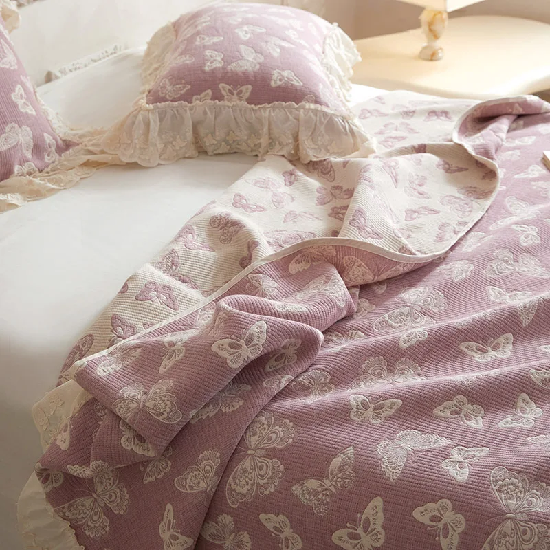 Luxury Cotton Linen Blanket Cozy Gauze Sofa Towel Four Seasons Bedspread Soft Summer Nap Blanket Throw Hone Decor Bed Sheet