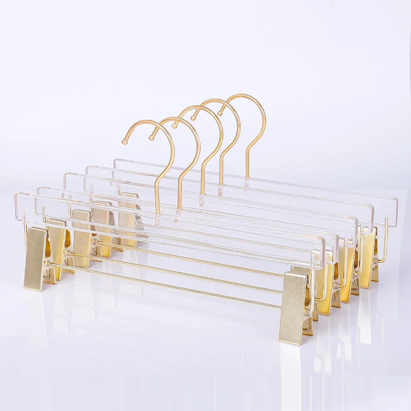 

Transparent Acrylic Hanger for Clothes, Pants Organizer, Closet Storage, Trousers with Clip, Coat Drying Rack, 5 Pcs, 10Pcs