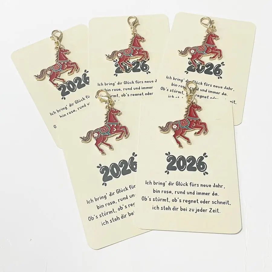 1/5/10/20/50/100pcs Horse Keychain Set, Includes 5 Keychains + 5 Cards, Symbolizing Success, Ideal for Graduation, New Year, and