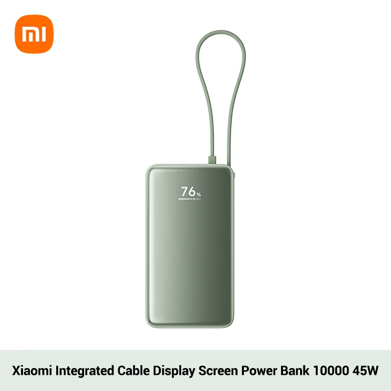 Xiaomi Power Bank 10000 45W salida máxima Cable incorporado pantalla cargador portátil para iPhone 16 Pro Xiaomi 15