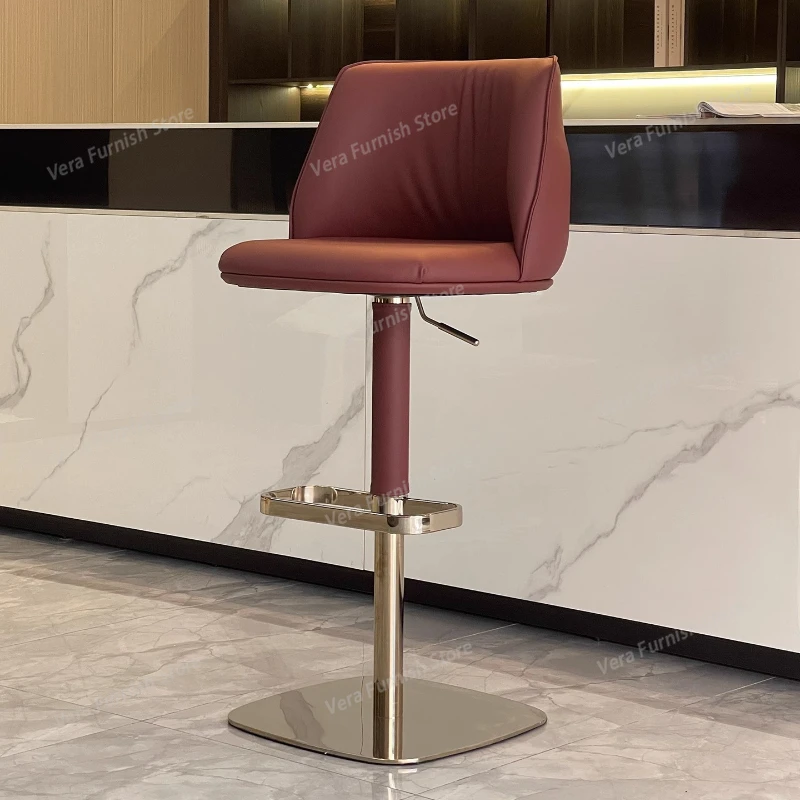 

Reception Desks Luxury Bar Stools Minimalist Nordic Swivel Leather Bar Chairs Soft Rocking Taburete Alto Garden Furniture Sets