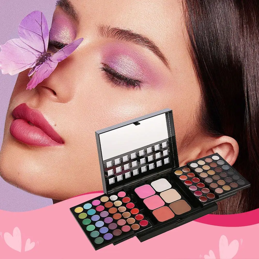 78 Colors Glitter Eyeshadow Palette Matte Waterproof Lasting Women Pressed Kit Fashion Long Cosmetics Powder Tools MakeUp O7F7