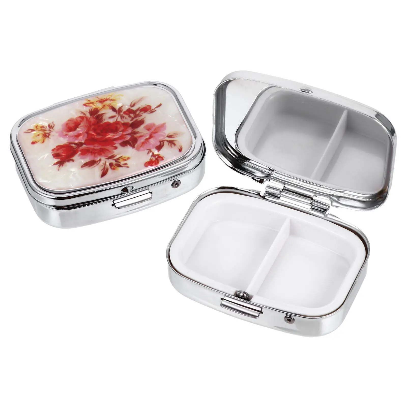 

2 шт. портативные коробки для хранения лекарств, металлические и пластиковые органайзеры для таблеток, дорожный и домашний диспенсер для лекарств, удобный держатель