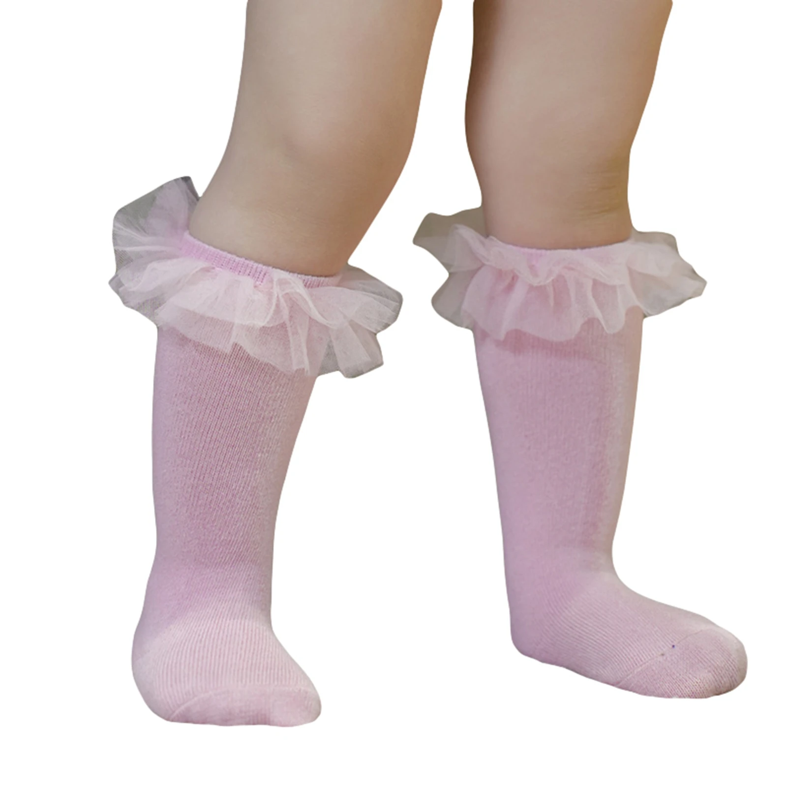 

BeQeuewll Baby Girls Princess Socks Elastic Mesh Ruffles Knee High Socks Long Socks for Toddler Infant Clothing Accessories