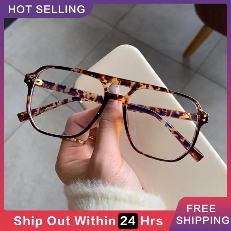 Fashion Anti-blue Light Glasses Square Double Bridges TR90 Women Eyeglasses Transparent Men Optical Frame Computer Goggles