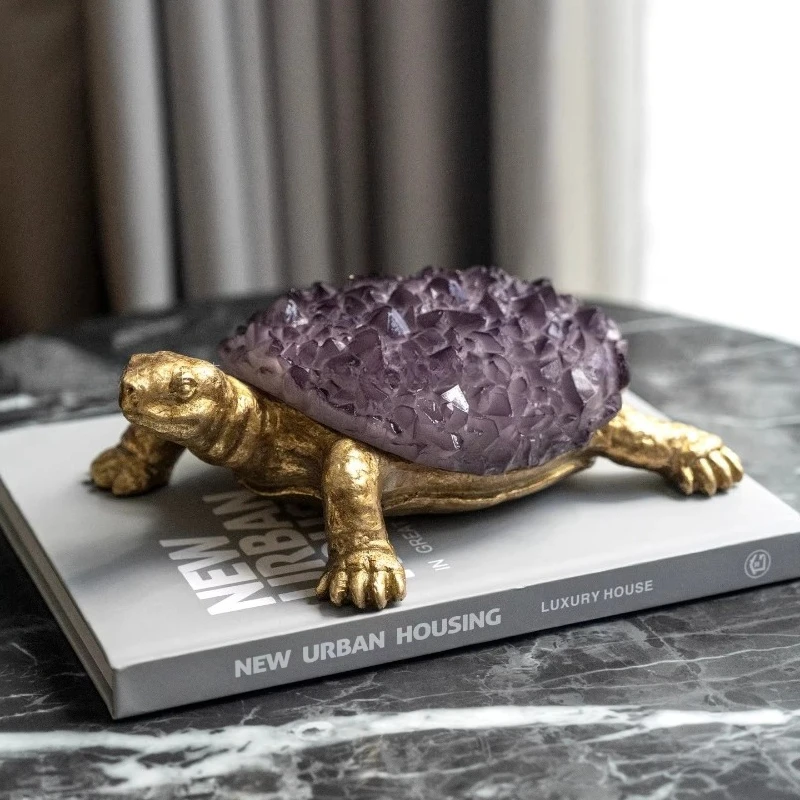 Modern Light Luxury Golden Turtle Ornament Creative Storage Box Jewelry Box Living Room Entrance Decor Crafts housewarming Gift