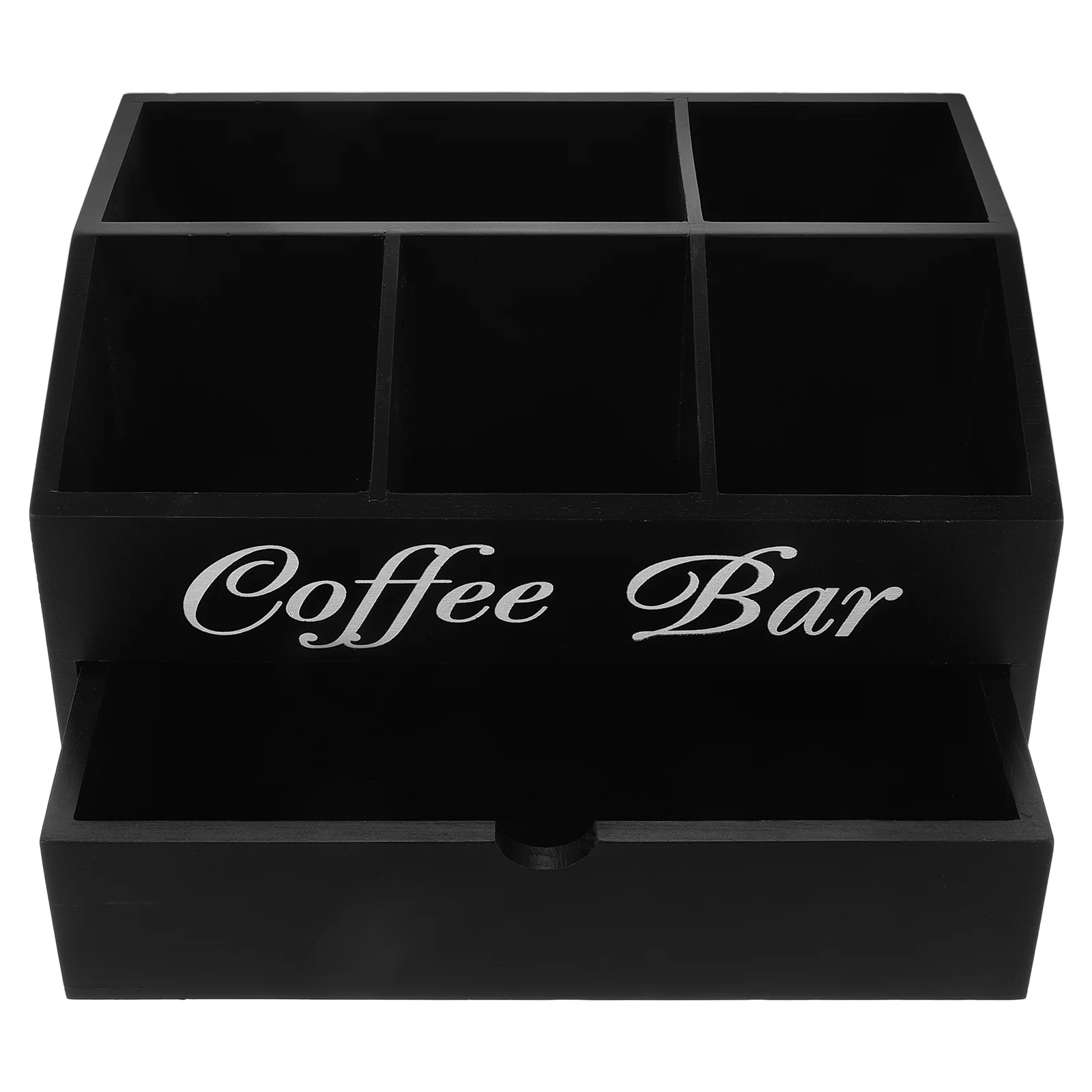 

Countertop Storage Box Baskets Condiment Organizer Coffee and Tea Bar Cabinet Wooden Bars