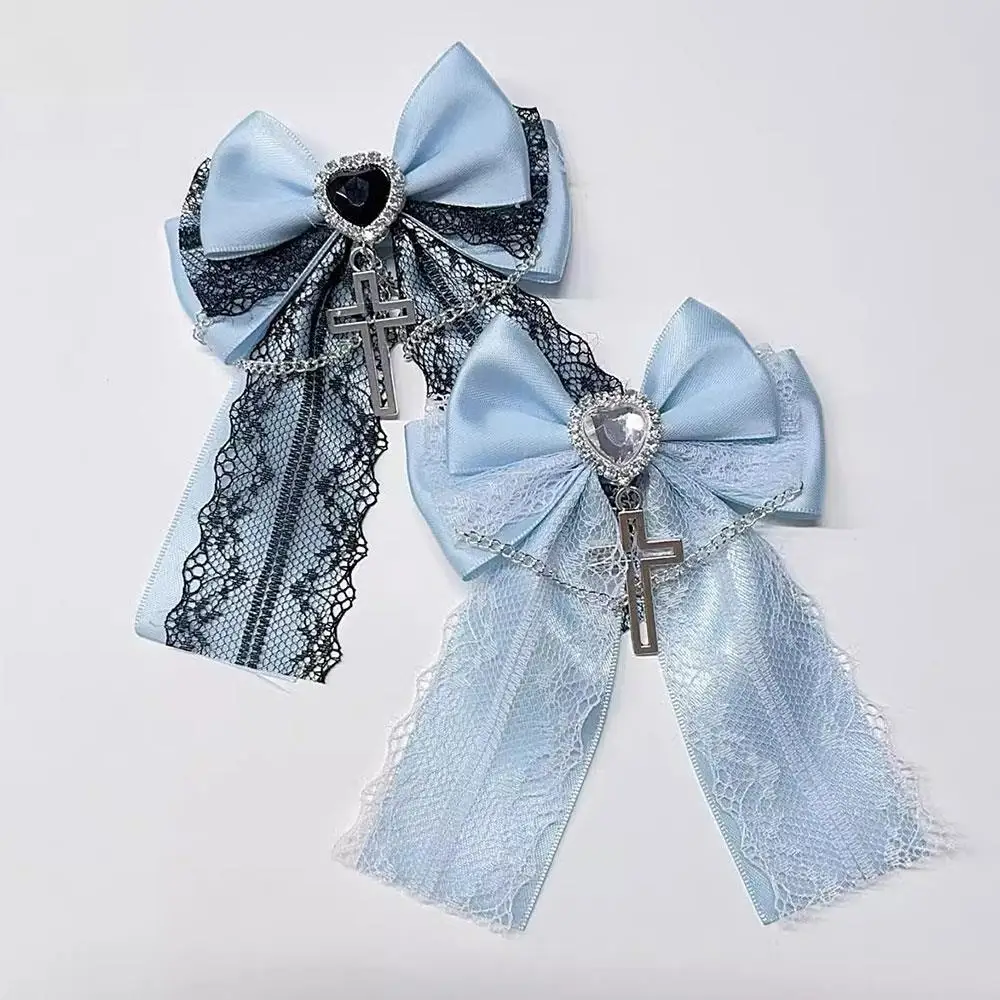 Harajuku Y2K الألم Ita حقيبة الديكور القوس مقاطع دبابيس الشعر فتاة لوليتا القوس الدانتيل ذيل حصان مشبك شعر القوطية الصليب إكسسوارات الشعر