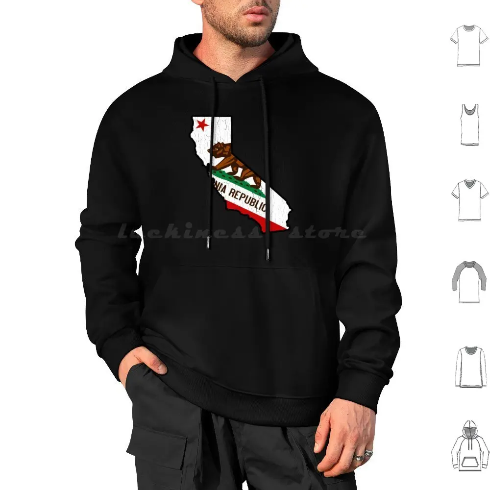 California State Bear Flag ( Vintage Distressed Design ) Hoodie Cotton Long Sleeve 415 510 916 California California Bear