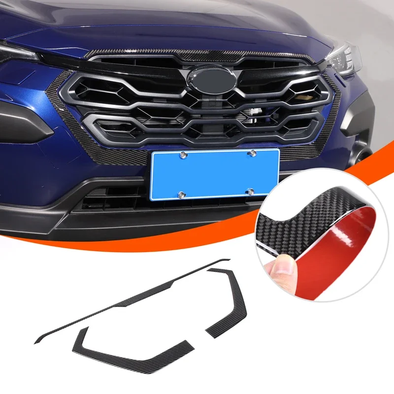 

For Subaru Crosstrek 2024+ soft carbon fiber car styling car front grille decorative strip sticker car exterior accessories 3Pcs