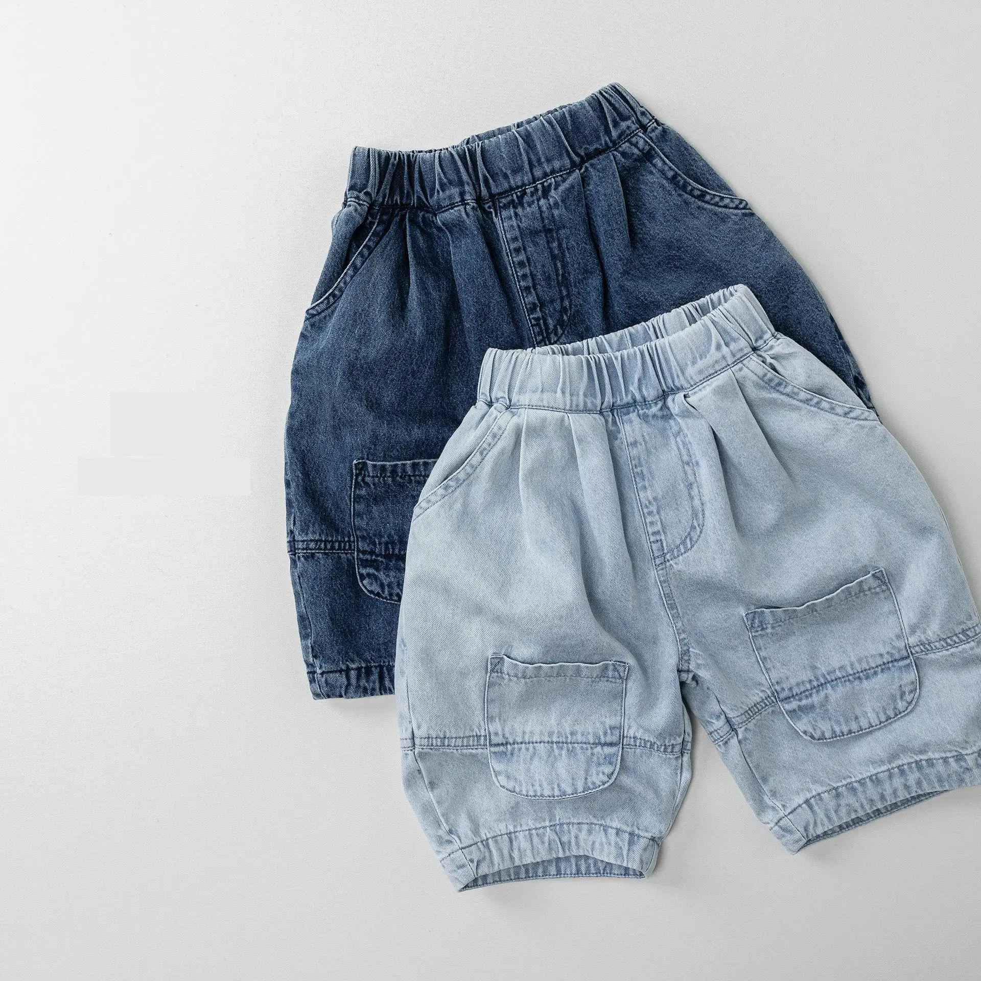 

2026 Summer New Children Loose Capri Pants Boys Girls Denim Trousers Baby Solid Casual Pants Fashion Kids Clothes