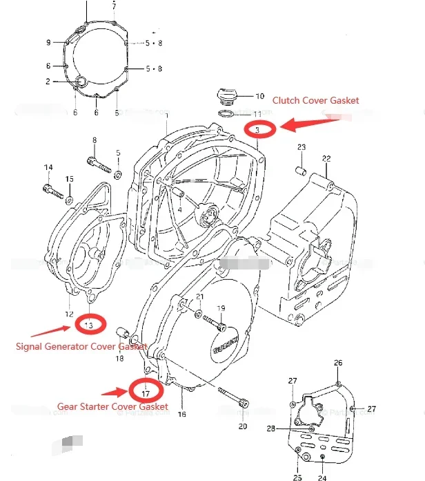 Motorcycle Engine Signal Generator Clutch Cover Gasket For Suzuki GSX-R1100 GSXR1100 GSX-R 1100 89-92 GSX1100 Katana 88-93