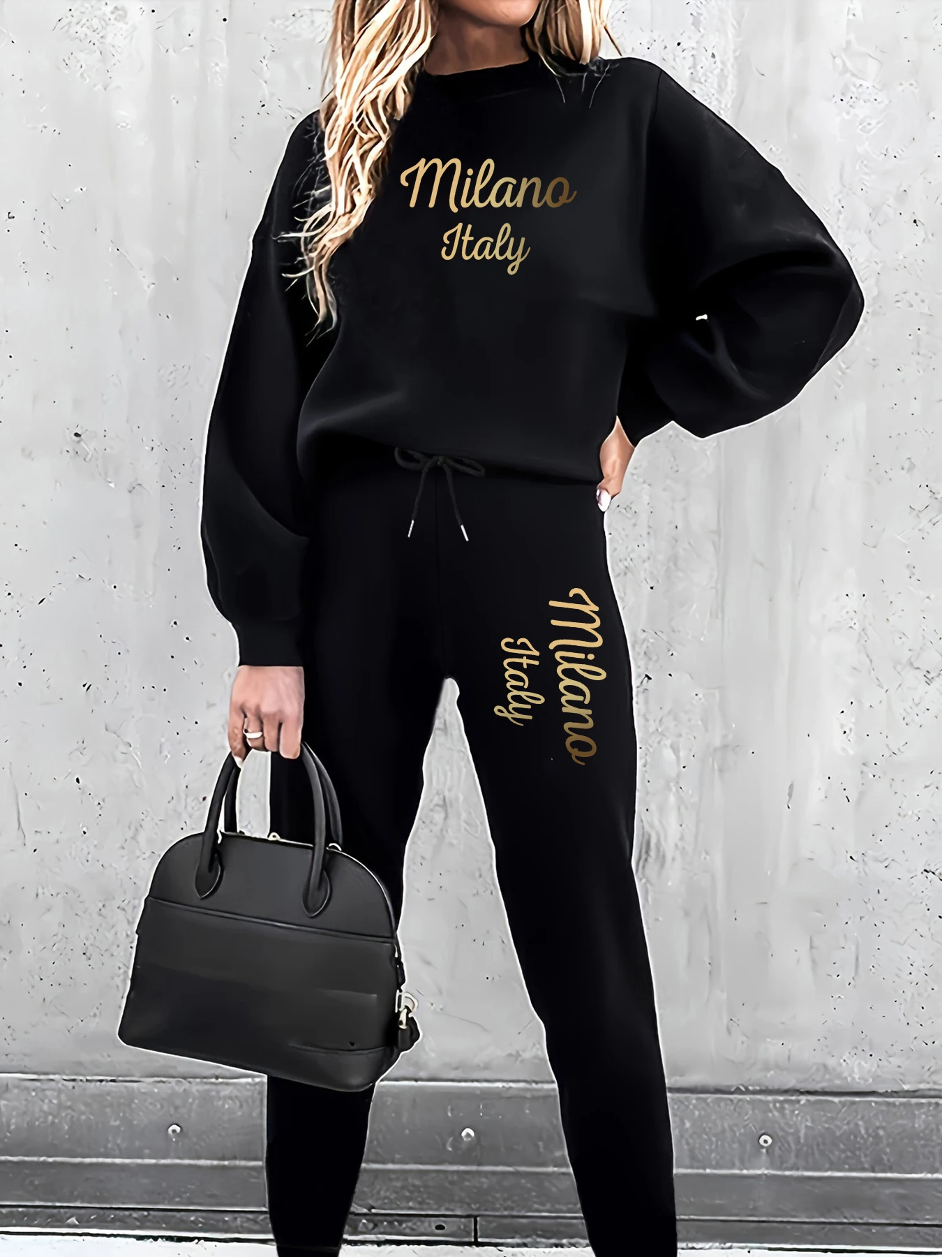 

Модный и крутой комплект из двух предметов толстовки с длинными рукавами, толстовка с круглым вырезом и спортивные штаны, повседневный сладкий ленивый стиль, винтажный модный свободный пуловер с круглым вырезом, комплект из топа и брюк на осень и зиму, же