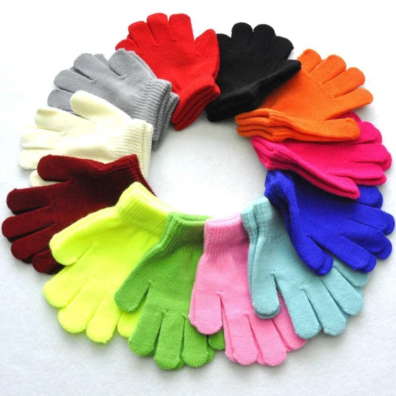 

16 Color Kids Boys Girls Winter Cold and Warm Gloves Children Gloves for 6-10 Years Old