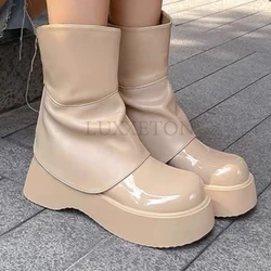 Women's Ankle Boots Back Zipper Fashion Platform Shoes Suitable for Sexy Thick Soled Women's Boots Autumn