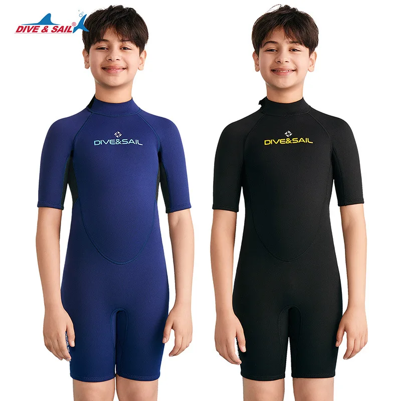 

2.5MM Boy Girl Scuba Short Sleeve Spearfishing WaterProof Keep Warm Sports Swim WetSuit Neoprene Snorkeling Kayaking Diving Suit