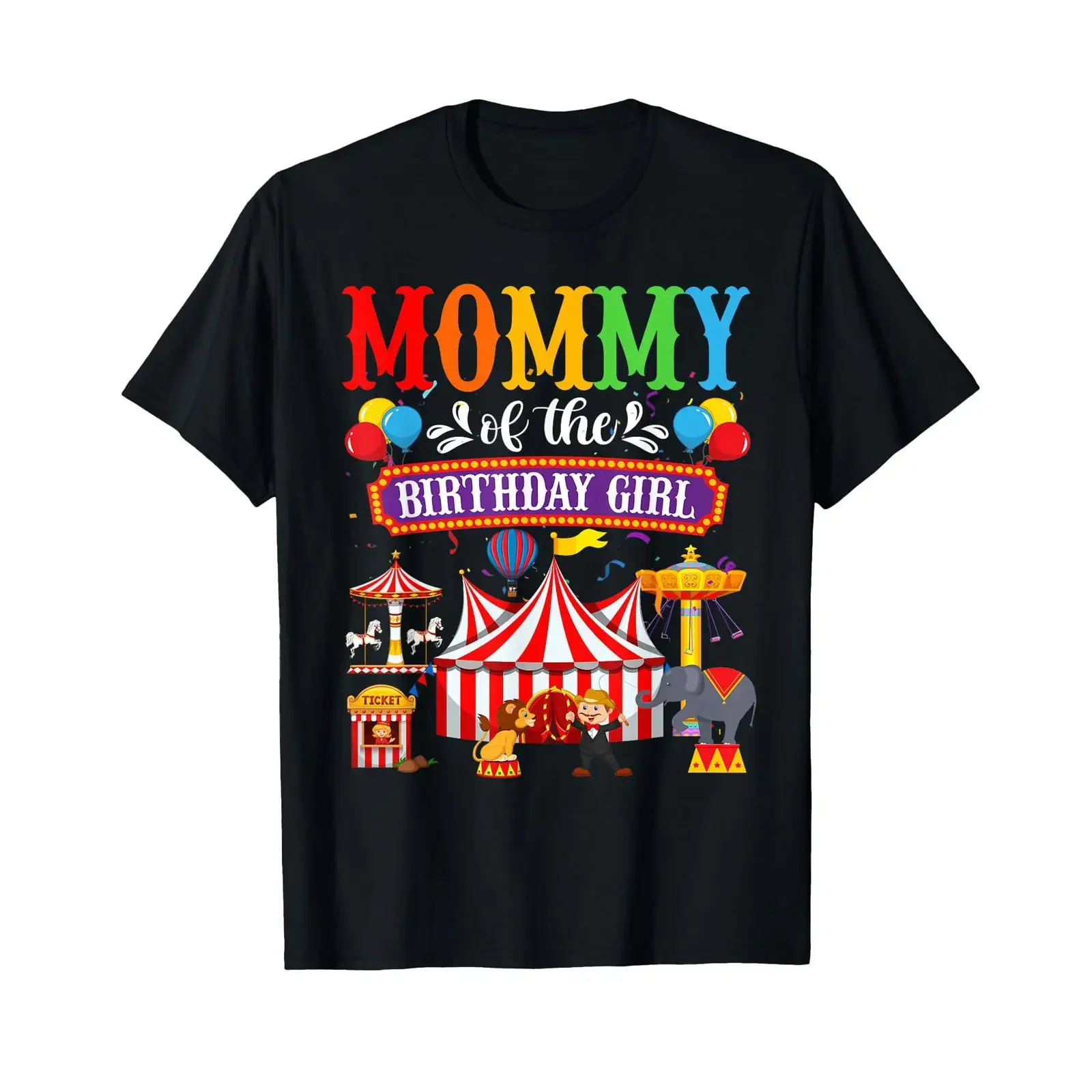 Mommy of The Birthday for Girl Circus Carnival Family Party T Shirt vintage Washed fashion graphic Casual Slightly Versatile