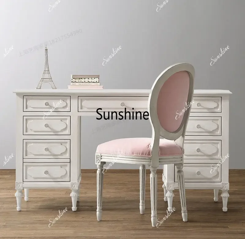 Retro desk French high-end solid wood children's multi-purpose desk computer deskTJ 4