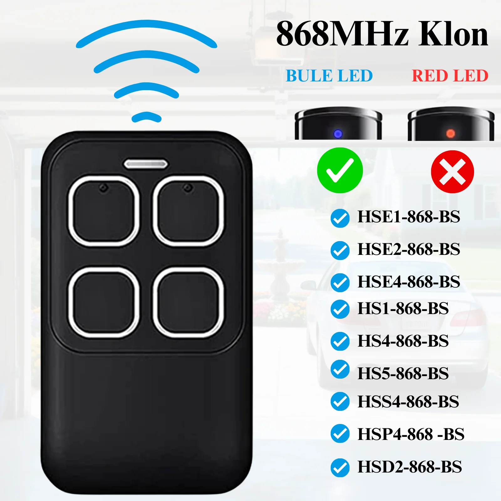 868MHz Remote Control Clone HSE4-868-BS Compatible with BS Bisecur command HSE1 HSE2 HS1 HS4 868 BS Handheld Transmitter